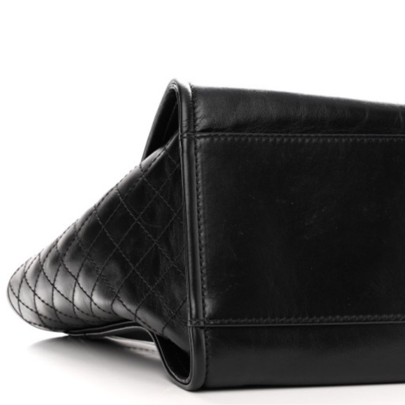 Authentic CHANEL Aged Calfskin Medium Studded Deauville Tote in Black - Picture 7 of 10